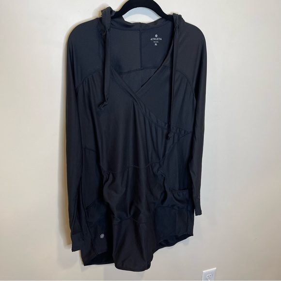 Athleta Tops - Athleta Black Oversized Cover Up Hoodie Sweatshirt Pullover Long Sleeve